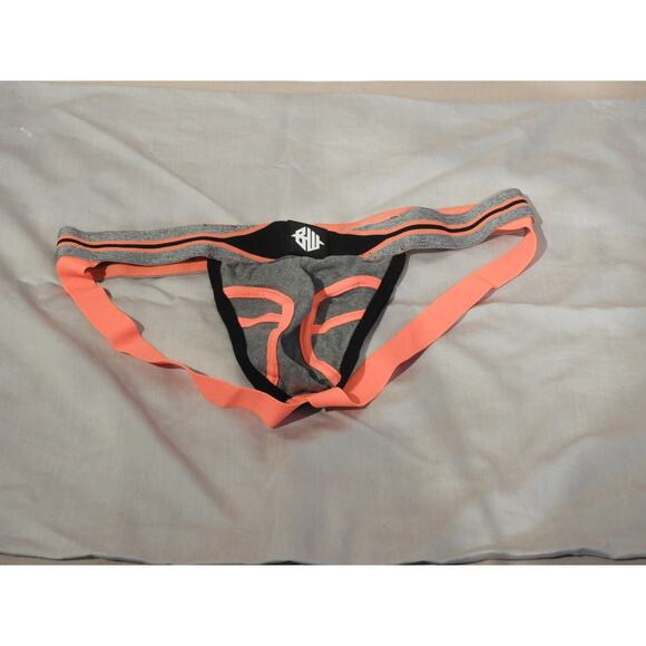 Mens Breedwell Jockstrap"New Wave" Neon Orange & Gray Techno Showstopper XXL - Picture 4 of 5